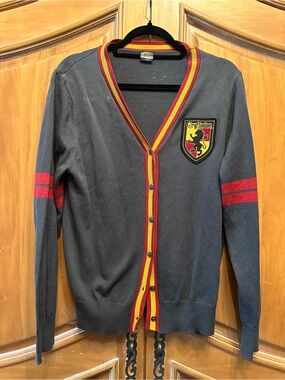 Warner Bros. Gryffindor Grey Cardigan with Red & Gold Trim Patch